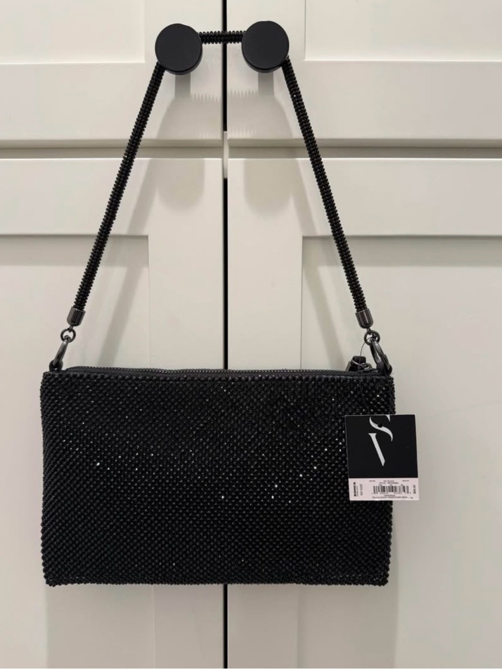 Vera Wang Black Beaded Evening Wristlet